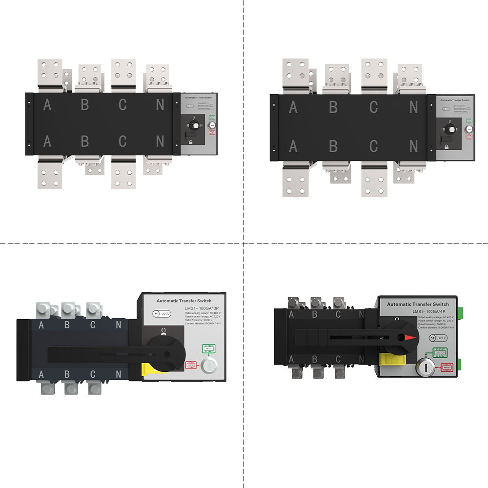 RTS LVMA LMS1-160GA 4P 160A 690V ATS Automatic Transfer Switch Dual Power Din Rail Mount Electrical Selector Switches